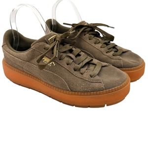 Puma Olive Green Suede Athletic Shoes